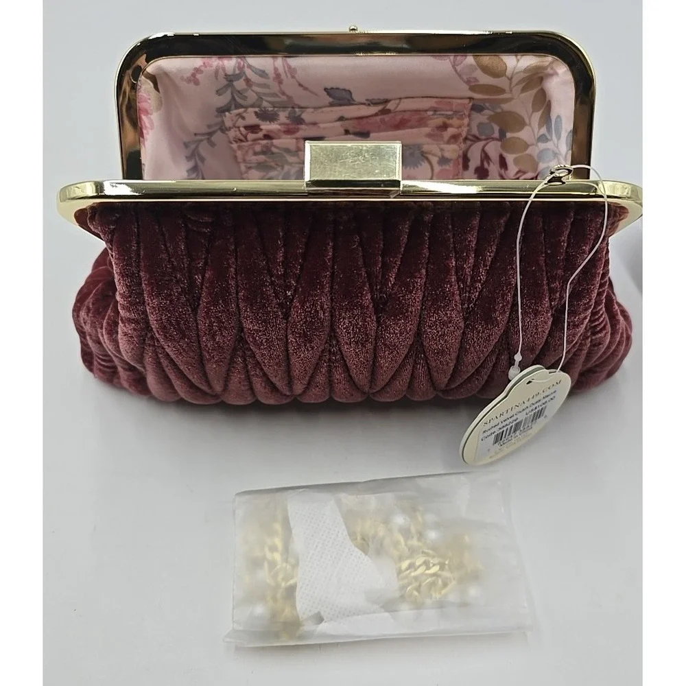 NWT Spartina‎ 449 Velvet Dusty Mauve Southern Old-money Kiss Lock Clutch Purse